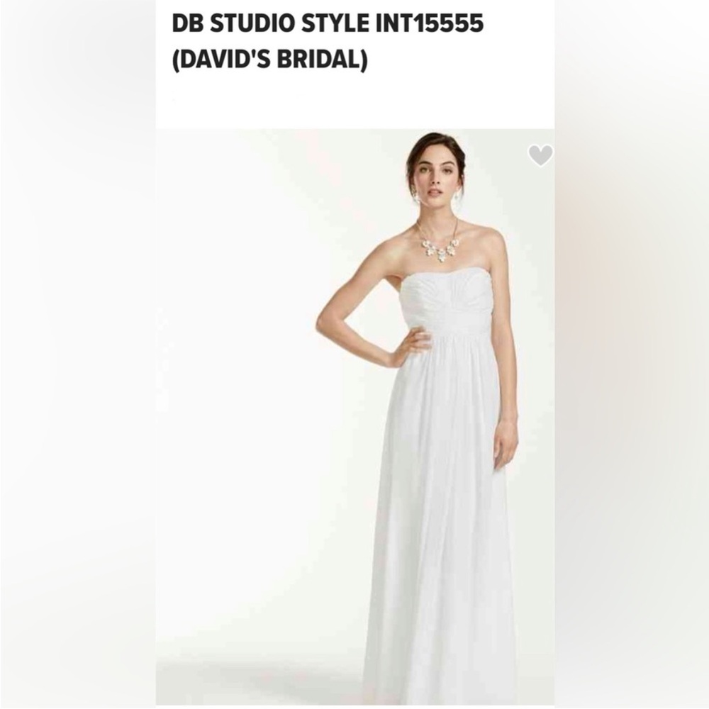 David’s Bridal Strapless Chiffon Dress gown NWT White Size 6 flowy boho fairy - Picture 6 of 9